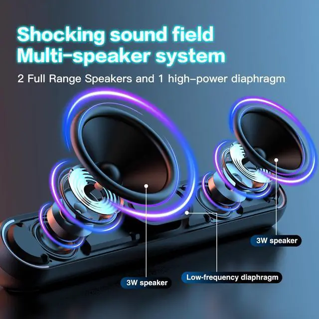 Alt view image 9 of 14 - Desktop Computer Speakers, Stereo Soundbar, Bluetooth 5.3, USB/Type-C Power and Audio Transmission, Plug-and-Play, Compatible with PC, Mac, Laptops, Monitors, RGB Lighting, Wired Gaming Speakers