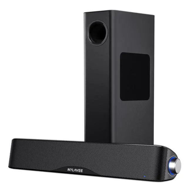 Alt view image 8 of 14 - Computer Speakers with Subwoofer, 2.1 PC Speakers System with Bluetooth 5.4 & 3.5mm Aux-in, 60W Peak Power, AC Adapter Powered Computer Sound Bar for Desktop PC, Laptop, Monitor, Gaming