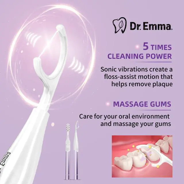 Alt view image 9 of 14 - Electric Vibration Flosser with Replaceable Floss Picks and Toothbrush, Power Flosser for Adults, Dental Flosser Kit for Teeth Cleaning, Water Flosser Alternative, Purple