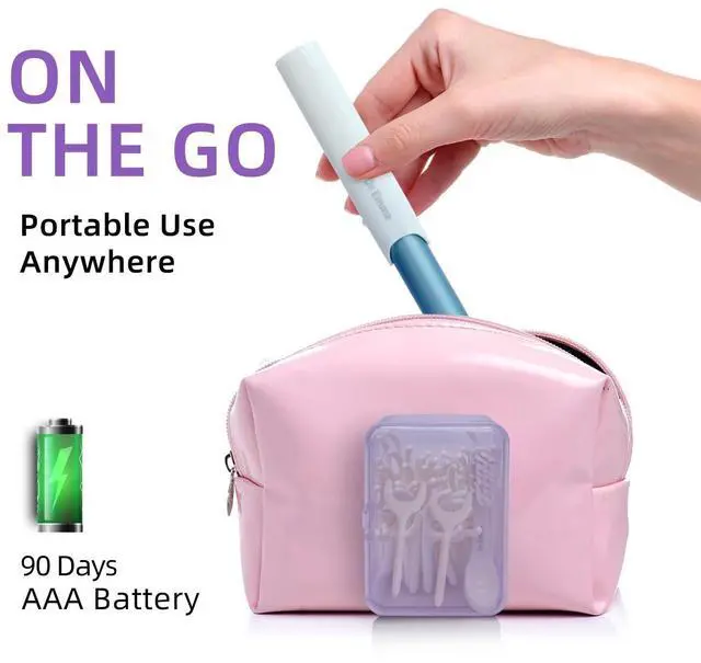 Alt view image 13 of 14 - Electric Vibration Flosser with Replaceable Floss Picks and Toothbrush, Power Flosser for Adults, Dental Flosser Kit for Teeth Cleaning, Water Flosser Alternative, Purple