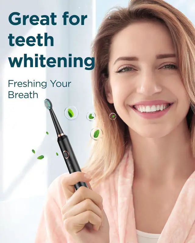 Alt view image 10 of 14 - Electric Toothbrush for Adults, 8 Brush Heads & Travel Case,5 Modes with 2 Minutes Built in Smart Timer, One Charge for 120 Days, 41000 VPM Motor (Black)