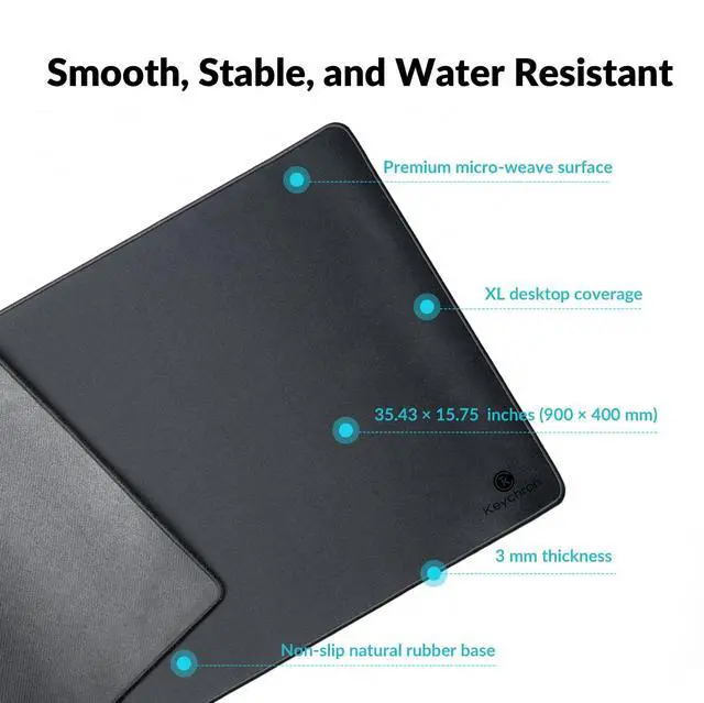 Alt view image 9 of 14 - XL Gaming Mouse Pad Desk Mat, 35.4" × 15.7", Soft Micro-Weave Surface, Non-Slip Rubber Base, Anti-Fray Stitched Edges, Extended Large Mousepad for Gaming & Office Black