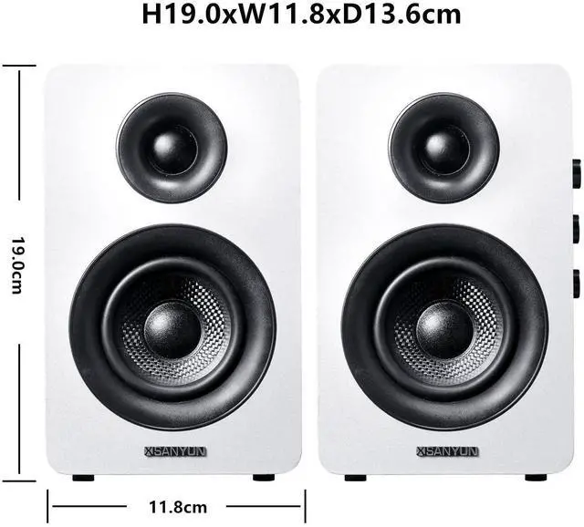 Alt view image 9 of 14 - SW208 3" Active Bluetooth 5.0 Bookshelf Speakers 60W Carbon Fiber Speaker Unit - Built-in 24bit DAC Dynamic 3D Surround Sound 2.0 Computer PC Monitor Gaming (Pair, White)