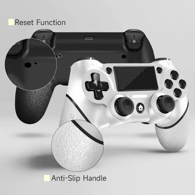 Alt view image 10 of 14 - 2 Pack for PS4 Controller, Wireless Controller for PS4/Pro/Slim/PC, with Non-Slip Grip of Both Sides and USB-C Cable! (Black and White)