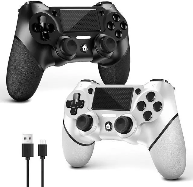 Alt view image 8 of 14 - 2 Pack for PS4 Controller, Wireless Controller for PS4/Pro/Slim/PC, with Non-Slip Grip of Both Sides and USB-C Cable! (Black and White)