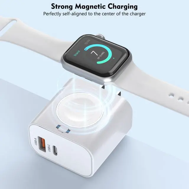 Alt view image 12 of 14 - for Apple Watch Charger,Wireless Magnetic for Apple Watch Charging,2Pack 23W Dual Port(USB-C+USB-A)Fast Wall Charging Block Travel Plug iWatch Charger for iWatch 11/Ultra/SE/10/9/8/7/6,iPhone 17/16/15