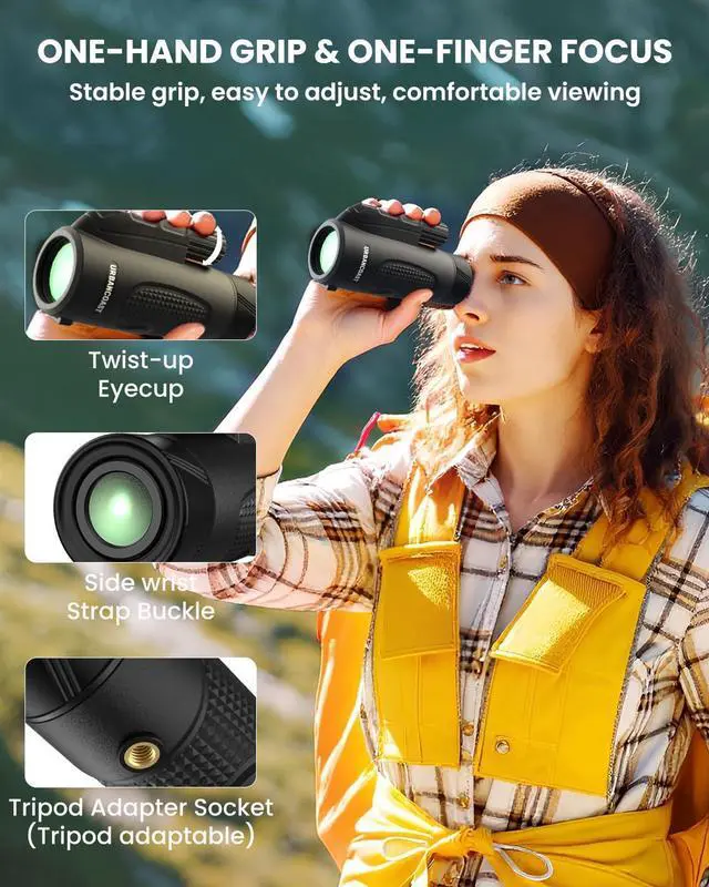 Alt view image 10 of 12 - 8X32 Monocular Telescope for Adults High Powered Waterproof, BAK4 Prism, FMC Lens, Compact Spotting Scope for Bird Watching, Hiking, Travel, Camping & Outdoor Exploration