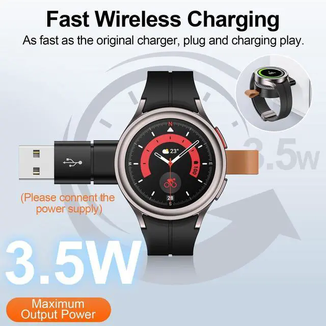 Alt view image 9 of 14 - for Samsung Watch Charger for Samsung Galaxy Watch 8 7 Ultra 6 5 4 Watch8 Classic 3.5W Magnetic Portable Galaxy Smartwatch Charger USB C Smartwatch Fast Wireless Charging Travel with USB A Adapter