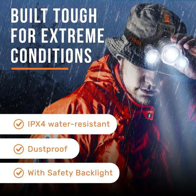 Alt view image 14 of 14 - Head Lamp Led Rechargeable Super Bright - USB-C Headlamp for Adults - Head Lights for Forehead - 1080 Lumen Head Flashlight - 10HR Battery for Hardhat, Camping, Hunting, Work