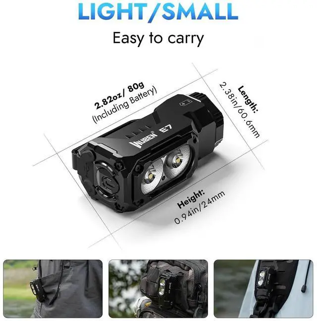 Alt view image 14 of 14 - E7 1800 Lumen Rechargeable Mini Flashlights with Magnet - Super Bright 6 Modes EDC Flashlight, Typ-C Rechargeable LED; IP68 Pocket Flashlight for Headlamp Use, Rescue, Camping