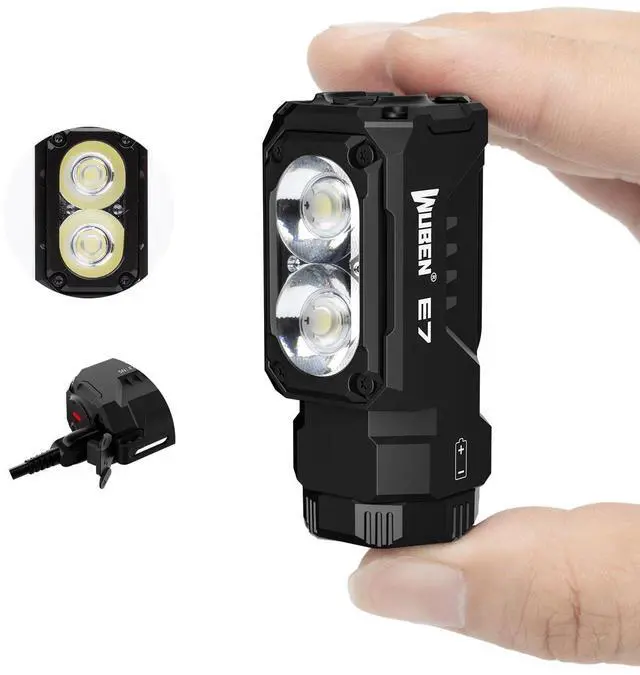 Alt view image 8 of 14 - E7 1800 Lumen Rechargeable Mini Flashlights with Magnet - Super Bright 6 Modes EDC Flashlight, Typ-C Rechargeable LED; IP68 Pocket Flashlight for Headlamp Use, Rescue, Camping