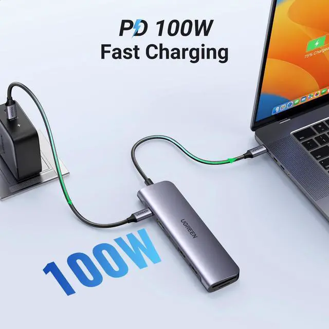 Alt view image 9 of 12 - Revodok 1071 USB C Hub for Laptop 7 in 1 Dock 4K HDMI, 100W PD Charging, USB-C & 2 USB-A 5Gbps Data Ports, SD/TF Card Reader for MacBook Pro/Air, iPad Pro, XPS, Thinkpad