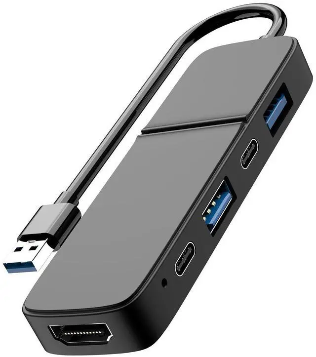 Alt view image 8 of 14 - USB to HDMI Adapter, Dual USB C USB A 3.0 Hub: 5 Ports with 2* USB-C and 2* USB-A and 1* HDMI Extend for TV,DVD Player,Projector,Monitor,Laptop,PS4,Flash Drive, HDD,Xbox, Printer etc - 5 in 1