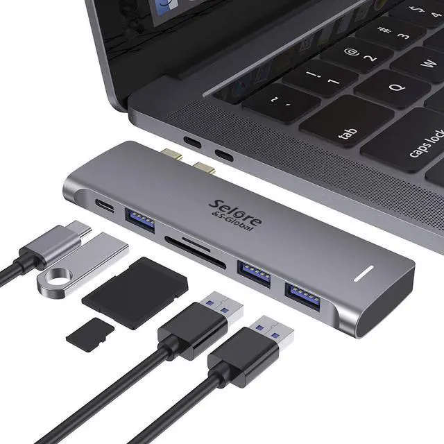 Alt view image 8 of 14 - USB C Adapter for MacBook Pro/Air M1 M2 M3 2021 2020 2019 13" 15" 16", 6 in 1 USB-C Hub MacBook Pro Accessories with 3 USB 3.0 Ports,USB C to SD/TF Card Reader and 100W Thunderbolt 3 PD Port