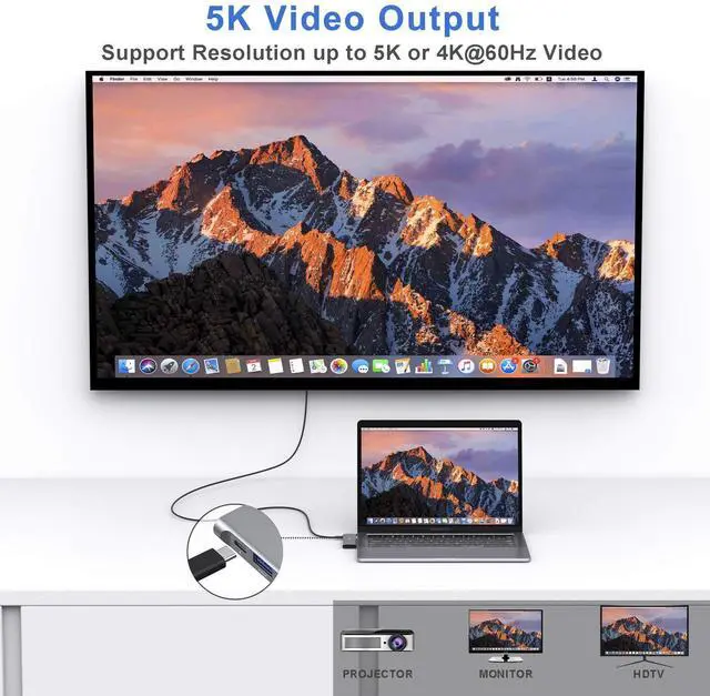 Alt view image 12 of 14 - USB C Adapter for MacBook Pro/Air M1 M2 M3 2021 2020 2019 13" 15" 16", 6 in 1 USB-C Hub MacBook Pro Accessories with 3 USB 3.0 Ports,USB C to SD/TF Card Reader and 100W Thunderbolt 3 PD Port
