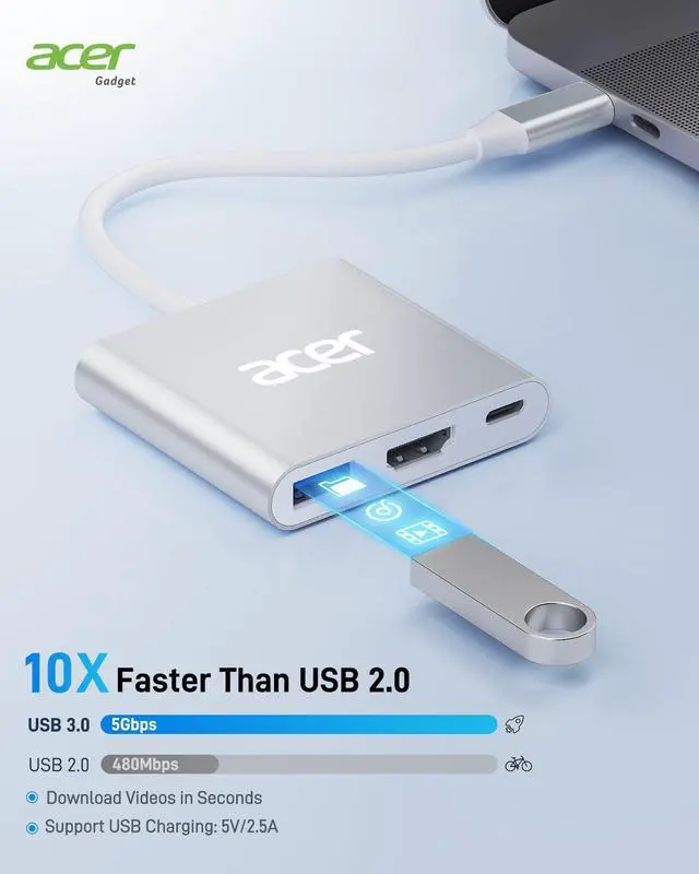 Alt view image 12 of 14 - USB C to HDMI Adapter, 4K USB C Hub with 100W PD, USBA 3.0 Port, HDMI to USBC Multiport Digital AV Converter for MacBook Neo/Pro/Air, iPad, Tablets, TV, Monitor and More (Silver)