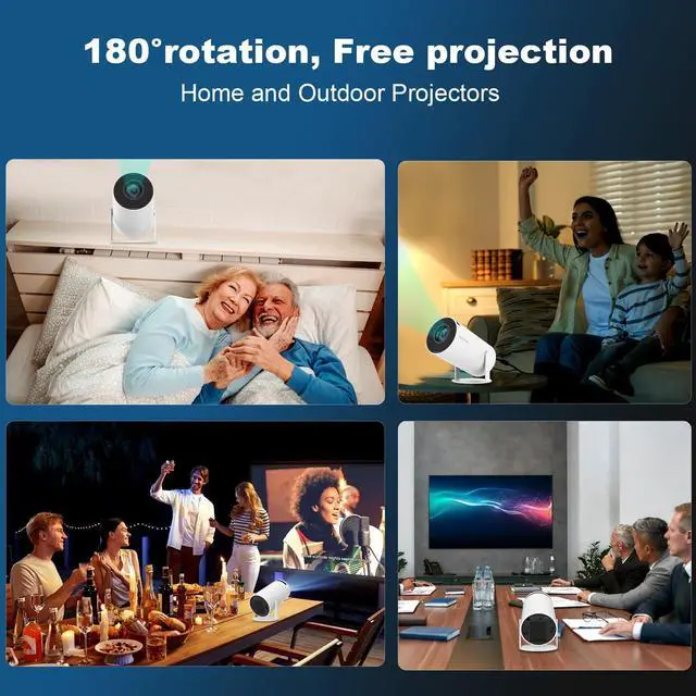 Alt view image 12 of 14 - Mini Projector, Support 4K 1080P Portable Projector with Dual Band WIFI6 5G Wireless 5.2 Bluetooth Android 11, 200 ANSI Lumens, 180° Rotatable, Auto Keystone Correction,35"-130" Screen Video Projector