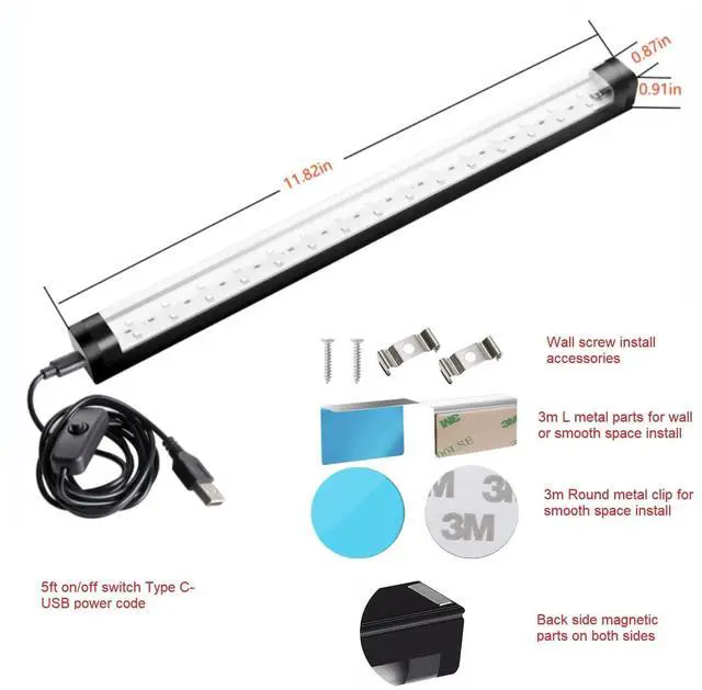 Alt view image 11 of 14 - Black Light Bar 10W 1ft LED Blacklight for Fluorescent Tapestry Poster Body Paint Glow Party UV Strip Lights for Cabinet and Display Magnetic 2 Pack