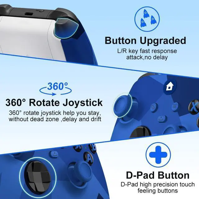 Alt view image 11 of 14 - Xbox One Controller,Xbox Controller Wireless for Xbox One, Xbox Series X/S,Wireless Controller with 3.5mm Audio Jack,with 2.4GHz Wireless Adapter,Camo Blue