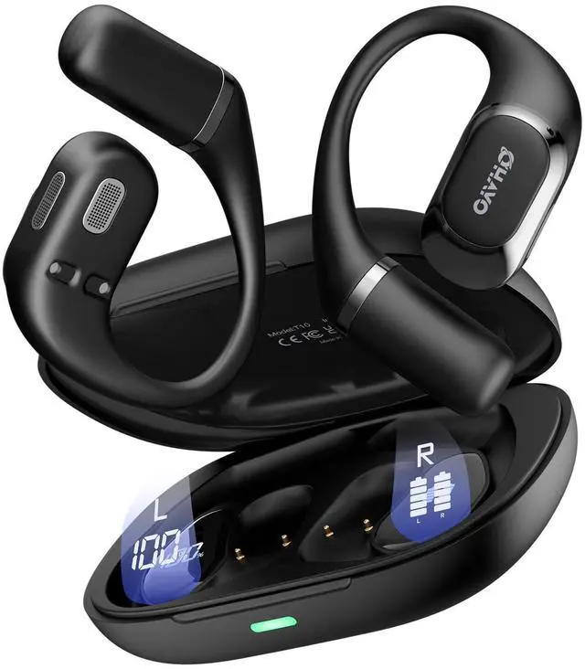 Alt view image 8 of 14 - Open Ear Headphones,Over Ear Earbuds with Ergonomic Earhook,Bluetooth Headphones 5.4 with Smart Digital Display,40H Playtime,IPX6 Waterproof,Touch Control Operate Fit Cycling,Running,Workout