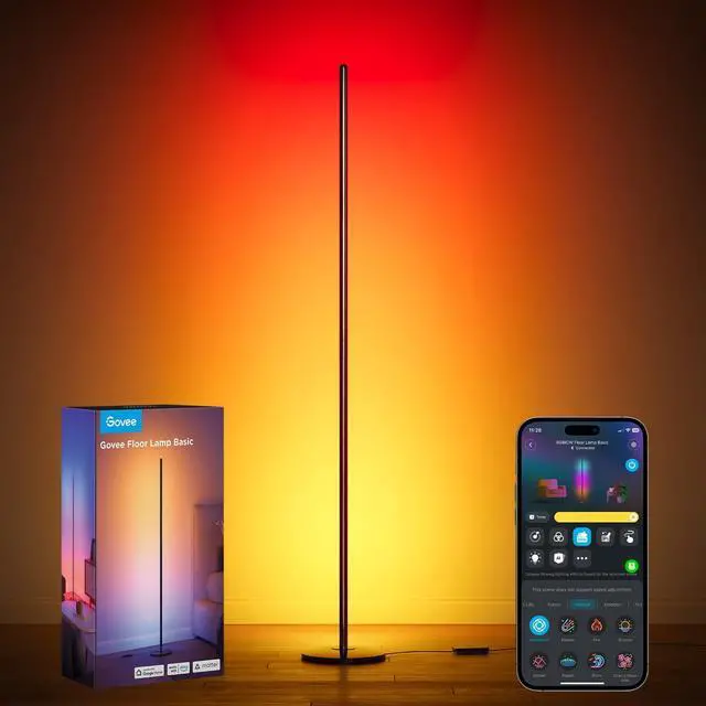 Alt view image 8 of 14 - RGBIC Floor Lamp Basic, 1000lm LED Corner Lamp Compatible with SmartThings, Alexa, and Matter, Modern Floor Lamp with Music Sync and 16 Million DIY Colors, Standing Lamp for Bedroom Living Room