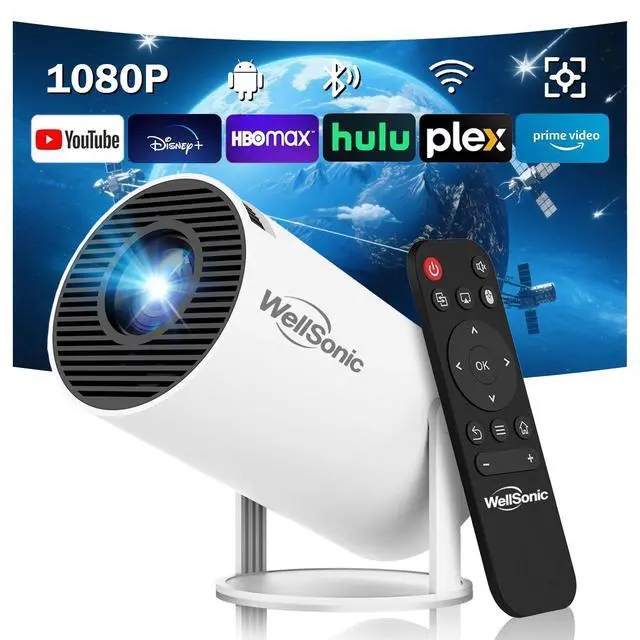 Alt view image 8 of 14 - Mini Projector Support 1080P, 200 Ansi Outdoor & Home Movie Portable Projector with Wifi6 and 5.0 Bluetooth, Automatic Keystone Correction, 180°Rotatable, Compatible with HDMI USB PC Laptop