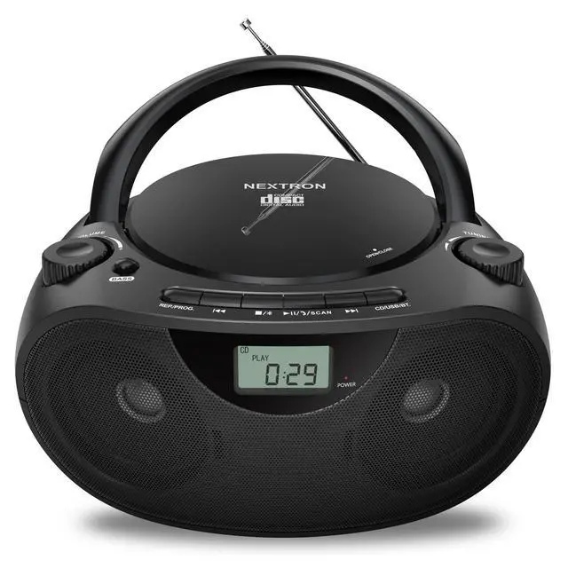 Alt view image 8 of 14 - Portable CD Player Bluetooth Boombox with AM/FM Radio, USB, AUX-in, Headphone Jack, CD-R/RW & MP3-CD Compatible, Stereo Sound with Bass Boost, AC/Battery Operated Black