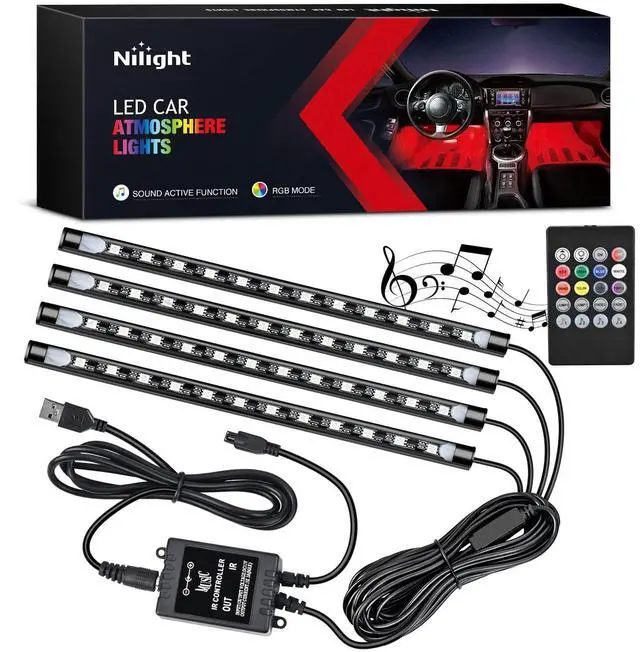 Alt view image 8 of 14 - 48 LEDs DC 5V Multicolor Music Car Strip Light Under Dash Lighting Kit with Sound Active Function and Wireless Remote Control, 2 Years Warranty, 4PCS USB Interior Lights