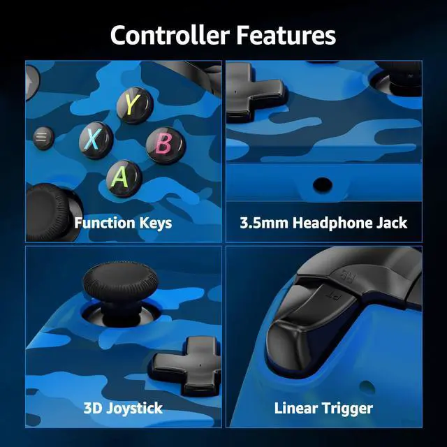 Alt view image 10 of 14 - Wireless Controller for X-BOX/PC, Hall Effect Controller Support Turbo, 2.4G Plug and Play Gaming Gamepad with 3.5mm Headphone Jack/Dual Vibration, Compatible with X-BOX One, X-BOX Series S/X, PC, IOS