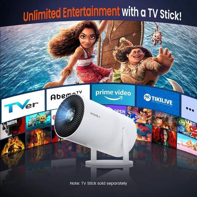 Alt view image 14 of 14 - Mini Projector with WiFi and Bluetooth, Portable Movie Projector with 180° Rotatable, 1080P HD Supported, Auto Vertical Keystone, Compatible with Smartphone, TV Stick, Laptop, HDMI, USB