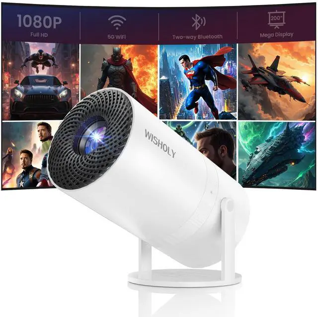 Alt view image 12 of 14 - Mini Projector with WiFi and Bluetooth, Portable Movie Projector with 180° Rotatable, 1080P HD Supported, Auto Vertical Keystone, Compatible with Smartphone, TV Stick, Laptop, HDMI, USB
