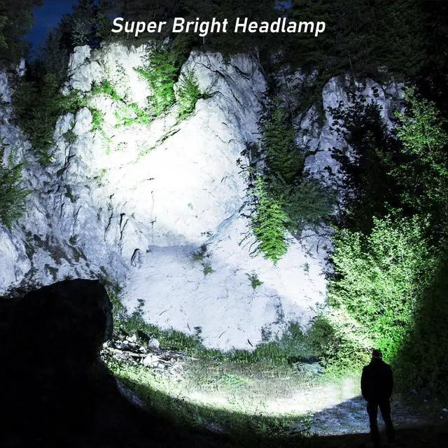 Alt view image 9 of 14 - LED Headlamp, Super Bright Rechargeable Headlight Flashlight - 3 Lights 5 Modes,Zoomable,Spotlight&Floodlight Combination, IPX6 Waterproof, 20+Hrs Runtime for Running,Hiking,Camping etc.