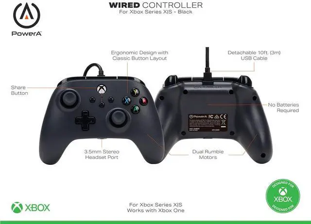 Alt view image 10 of 14 - Wired Controller for Xbox Series X|S - Black, gamepad, wired video game controller, gaming controller, works with Xbox One and Windows 10/11