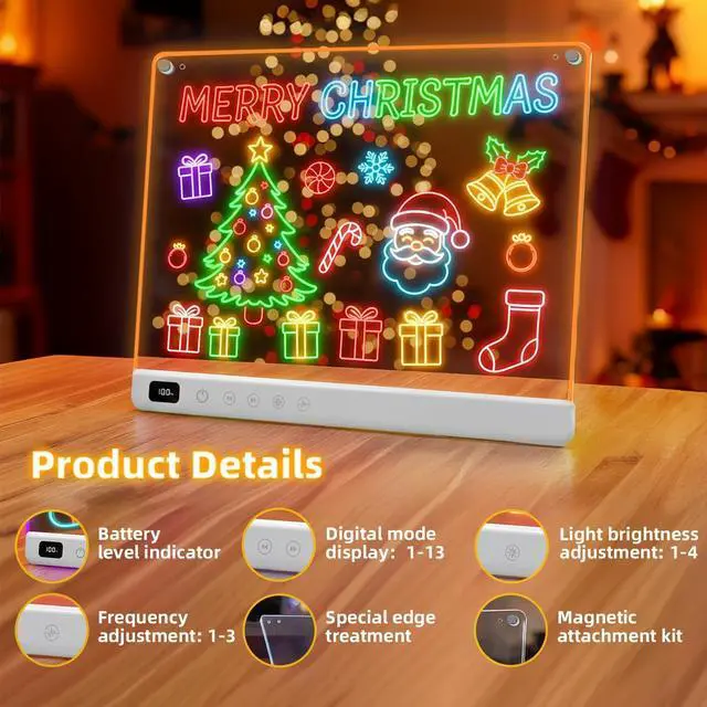 Alt view image 11 of 14 - Led Drawing Board with 13 Light Effects, 16" Rechargeable Glow Doodle LED Note Board with Colors, Neon Light Up Drawing Tablet Gifts for Kids for Easter Birthday Christmas Gift Ideas