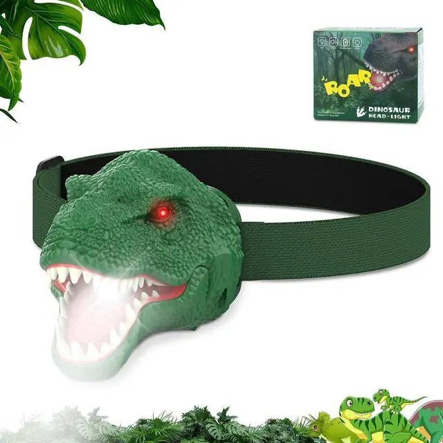 Alt view image 8 of 14 - Dinosaur Headlamp for Kids Flashlight Led Headlights Roar & Silent Mode, T-Rex Dinosaur Toys for Kids 3-5 4-6 5-7 6-8, Camping Gear, Easter Gifts for Boys Girls Adults