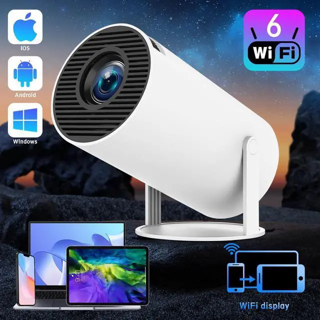 Alt view image 9 of 14 - Mini Projector HY300 Pro, Portable Projector with Dual-Band WIFI6 5G Wireless 5.4 Bluetooth, Smart Projector Support 4K 1080P, Auto Keystone Correction 35"-130" Screen Video Projector