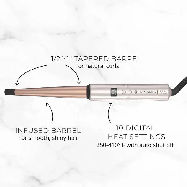 Alt view image 9 of 14 - Shine Therapy Argan Oil & Keratin Infused ½-1 Inch Tapered Curling Wand for Natural Curls, Includes Heat Glove