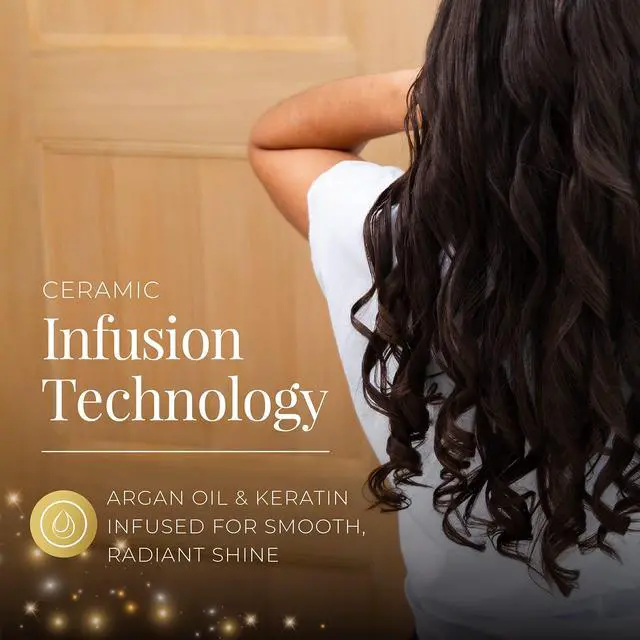 Alt view image 10 of 14 - Shine Therapy Argan Oil & Keratin Infused ½-1 Inch Tapered Curling Wand for Natural Curls, Includes Heat Glove
