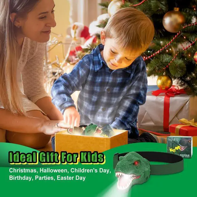 Alt view image 10 of 14 - Dinosaur Headlamp for Kids Flashlight Led Headlights Roar & Silent Mode, T-Rex Dinosaur Toys for Kids 3-5 4-6 5-7 6-8, Camping Gear, Easter Gifts for Boys Girls Adults