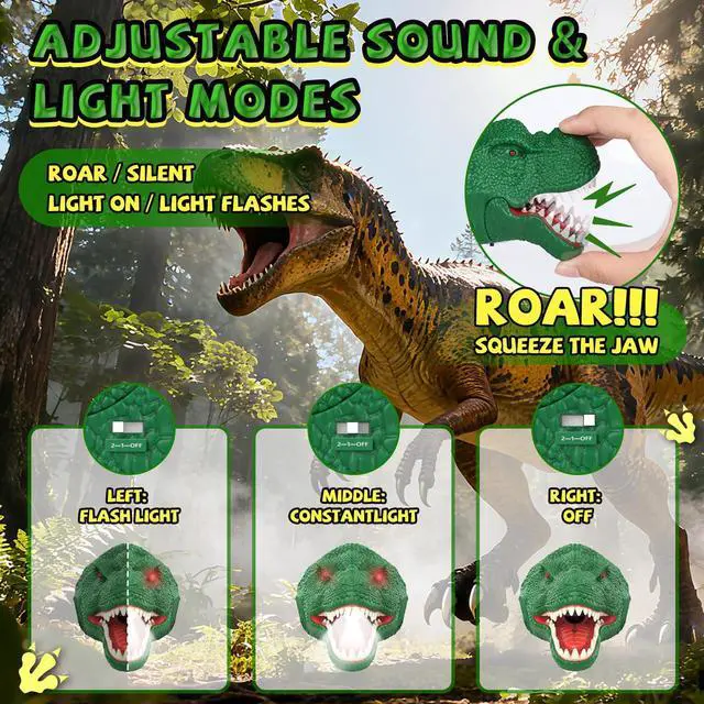 Alt view image 12 of 14 - Dinosaur Headlamp for Kids Flashlight Led Headlights Roar & Silent Mode, T-Rex Dinosaur Toys for Kids 3-5 4-6 5-7 6-8, Camping Gear, Easter Gifts for Boys Girls Adults
