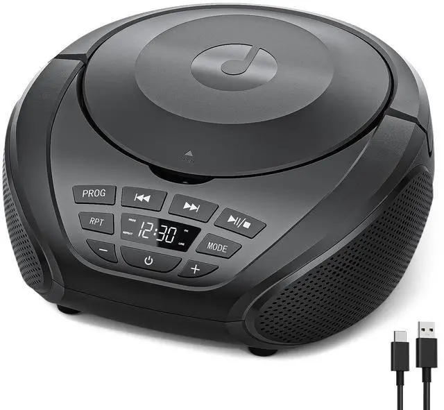 Alt view image 8 of 14 - CD Player Portable Boombox Radio CD Players with Speakers Home Audio FM Radio AUX Input Support Headphones Playlist Mode PROG Playback for Outdoor Indoor Audiobooks (Power adapter not included)