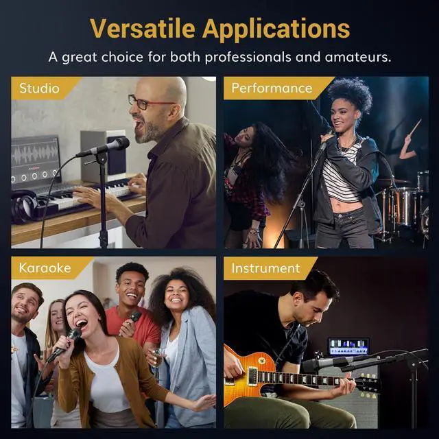 Alt view image 14 of 14 - Professional Vocal Microphone for Singing, Dynamic Handheld Wired Karaoke Mic, Cardioid Studio Microfono with 450 cm/157inch XLR to 1/4" Cable, for Speakers/Mixer Machine/Amp/Speech/Karaoke, D5