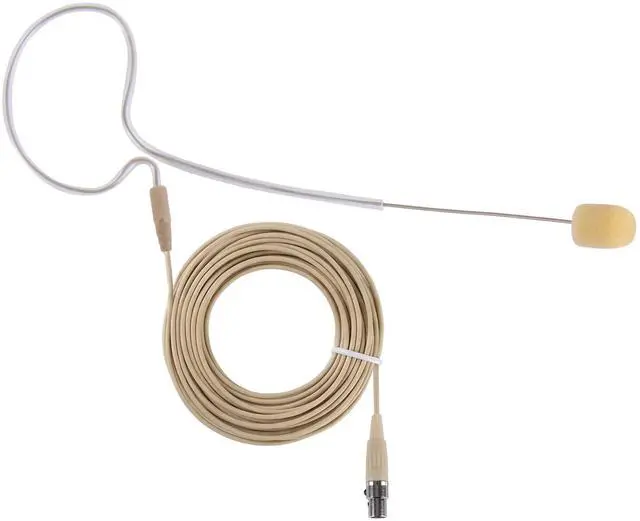 Alt view image 8 of 14 - On-Ear Audio Condenser Microphone - Portable Omnidirectional Wired Headset Condenser Mic With 4 Pin Mini XLR Cable and Windscreen - Works with Shure System - PMEMS10 (Skin Tone), Beige
