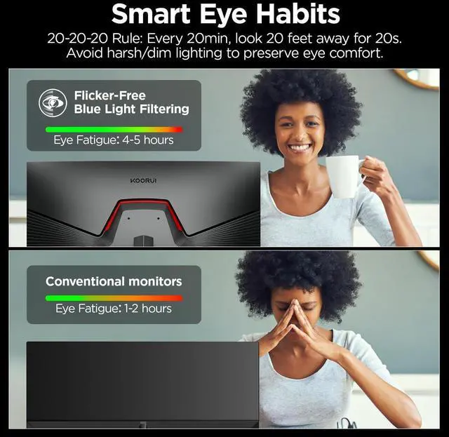 Alt view image 2 of 7 - KOORUI 24 inch Gaming Monitor, FHD 200Hz 1K 1ms Fast IPS, FHD HDR400 Display, 90% DCI-P3 Color Gamut, Adaptive Sync, G2411P