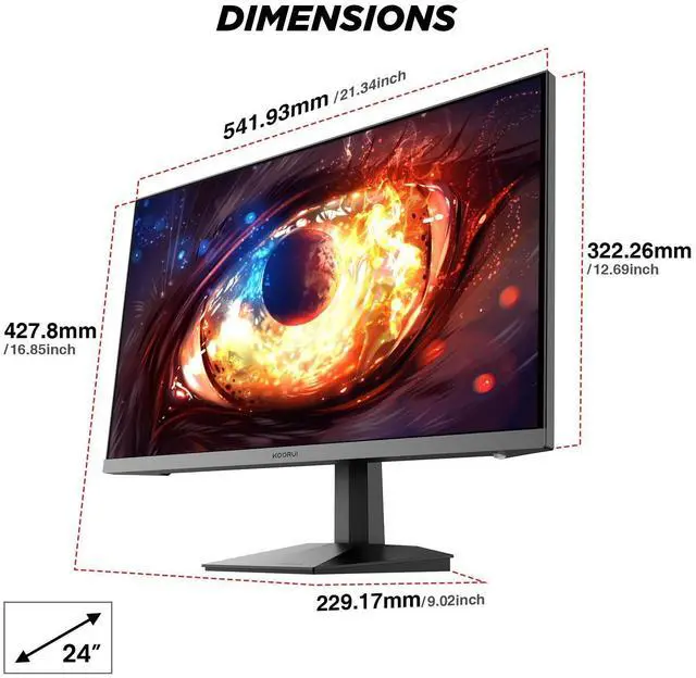 Alt view image 7 of 7 - KOORUI 24 inch Gaming Monitor, FHD 200Hz 1K 1ms Fast IPS, FHD HDR400 Display, 90% DCI-P3 Color Gamut, Adaptive Sync, G2411P