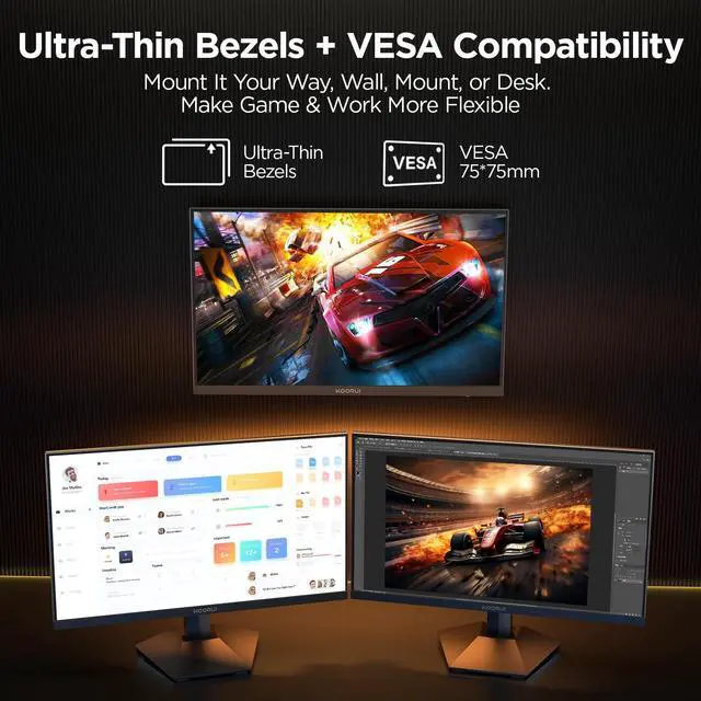 Alt view image 6 of 7 - KOORUI 24 inch Gaming Monitor, FHD 200Hz 1K 1ms Fast IPS, FHD HDR400 Display, 90% DCI-P3 Color Gamut, Adaptive Sync, G2411P