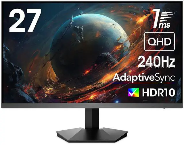 Main image of KOORUI 27" 1440p 240Hz,WQHD 2560 x 1440 PC Computer Monitor 1ms, Adaptive Sync, HDR10, DCI-P3 90%, DisplayPort, HDMI, Tilt Adjustability, Black - GN05