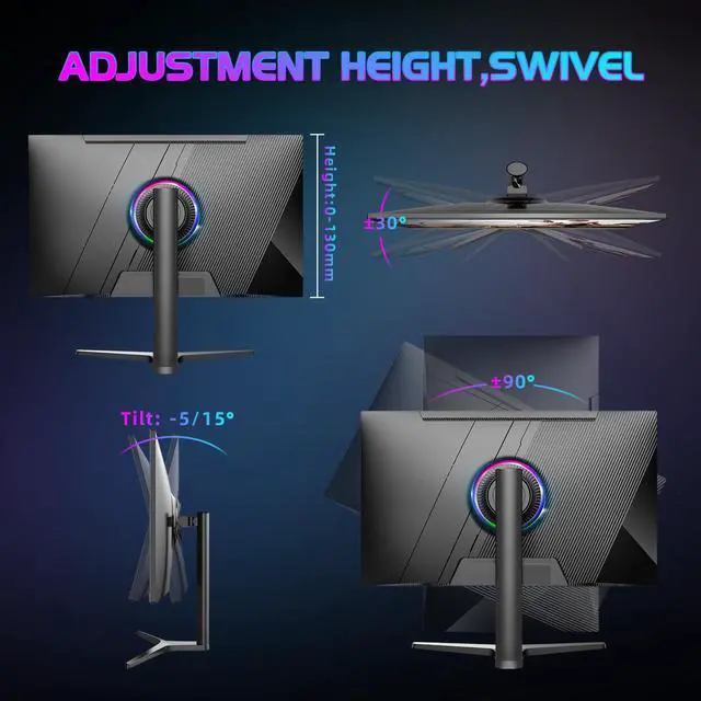 Alt view image 7 of 7 - CUNPU 32 inch Gaming Monitor QHD 165Hz, 32" 2K 165Hz Computer Monitor 2560x1440p, Compatible with 2K 165Hz/2K 144Hz/FHD 165Hz/FHD 144Hz 1ms, IPS, HDR10