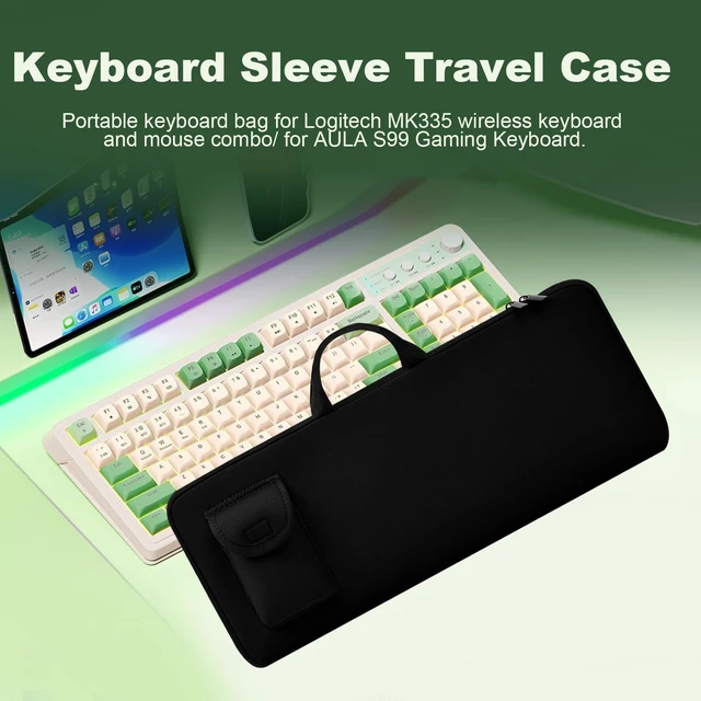Alt view image 4 of 7 - Keyboard Sleeve for Logitech MK335 Quiet Wireless Keyboard and Mouse Combo | Neoprene Mouse Pouch and Cable Storage Bag,Travel Case for AULA S99 Gaming Keyboard (Bag Only)