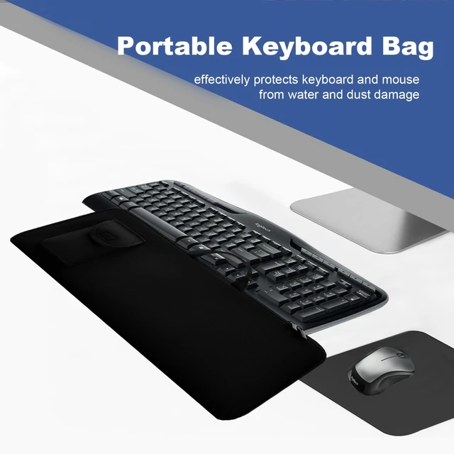 Alt view image 5 of 7 - Keyboard Sleeve for Logitech MK335 Quiet Wireless Keyboard and Mouse Combo | Neoprene Mouse Pouch and Cable Storage Bag,Travel Case for AULA S99 Gaming Keyboard (Bag Only)